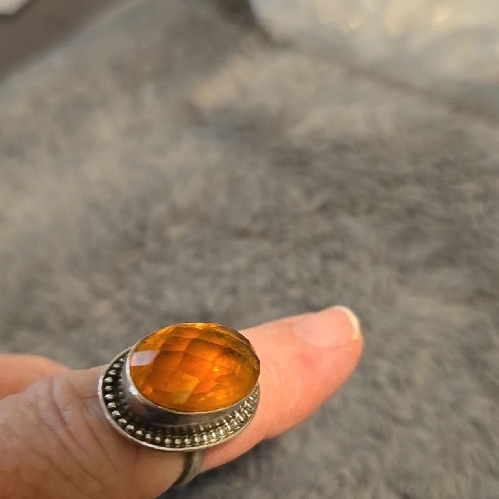 Vibrant Orange Gemstone Ring - Picture 7 of 11